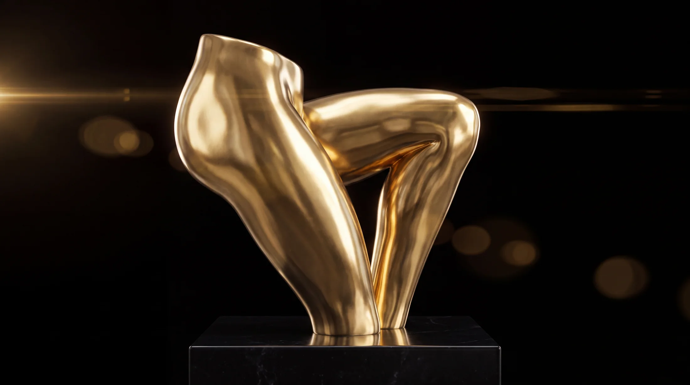 Escultura dourada de pernas